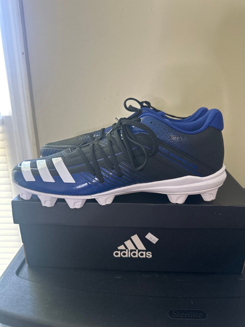 ADIDAS MENS AFTERBURNER 6 MD G27670 BASEBALL CLEATS BLACK BLUE w SIZE 12.5